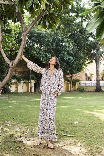 Compose Hand-block Printed Coord - Off White